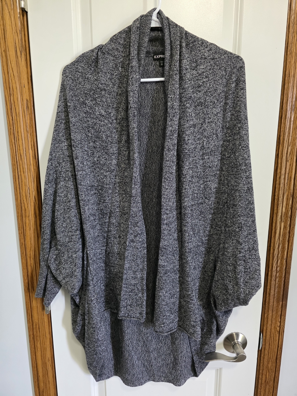 Express‎ Gray Open-Front Draped Cardigan